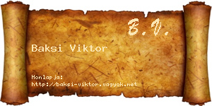 Baksi Viktor névjegykártya